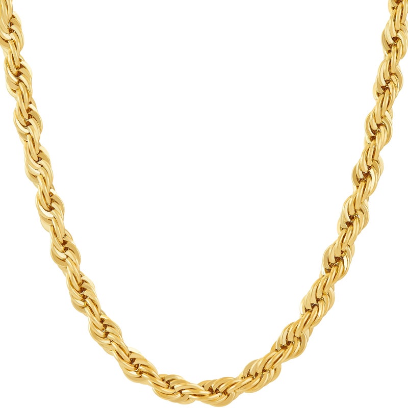 LIFETIME JEWELRY 6mm Rope Chain Necklace for Women and Men 24k Real Gold Plated (36 inches, 1 - Gold Plated) - Image 1